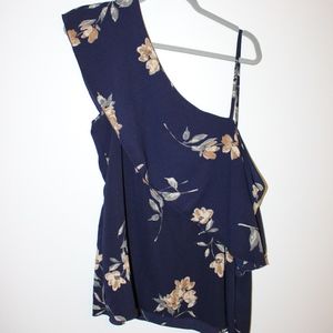 Floral Print One Shoulder Blouse